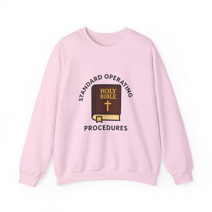 Crewneck Sweatshirt — "Standard Operating Procedures" Holy Bible Graphic