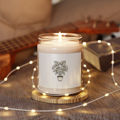 Fine Line Potted Plant Candle, Moody Botanical Art | Herbarium Style Soy