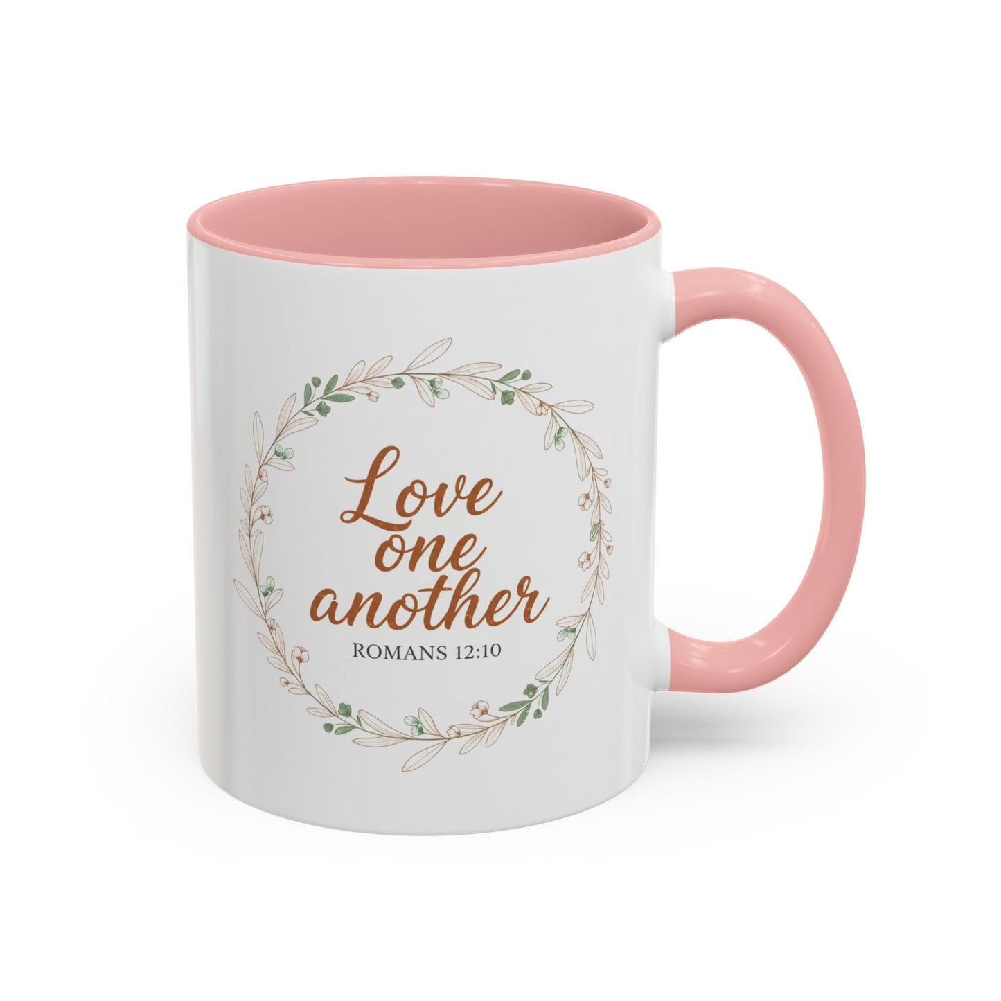Love One Another Romans 12:10 Coffee Mug | Floral Scripture Wreath