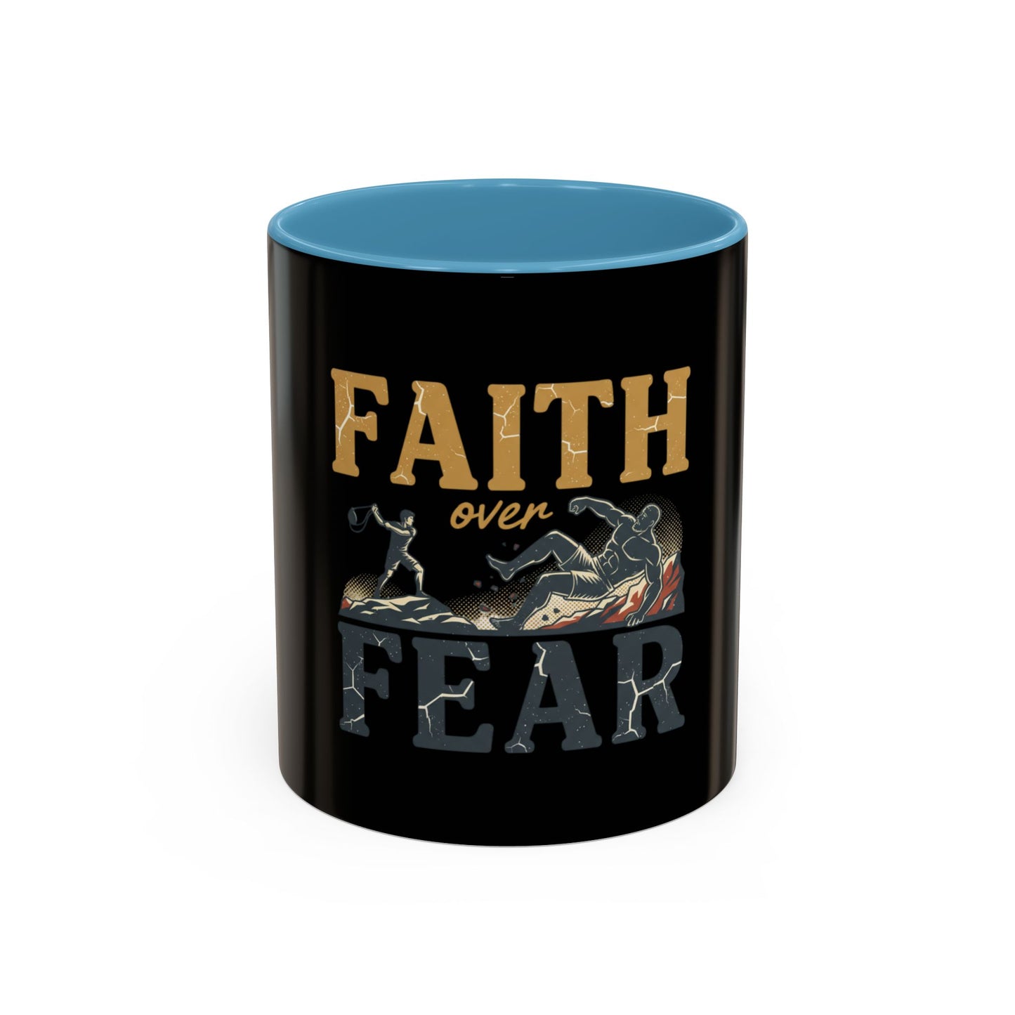 Faith Over Fear Black Coffee Mug — Inspirational Christian 11/15oz Accent Mug