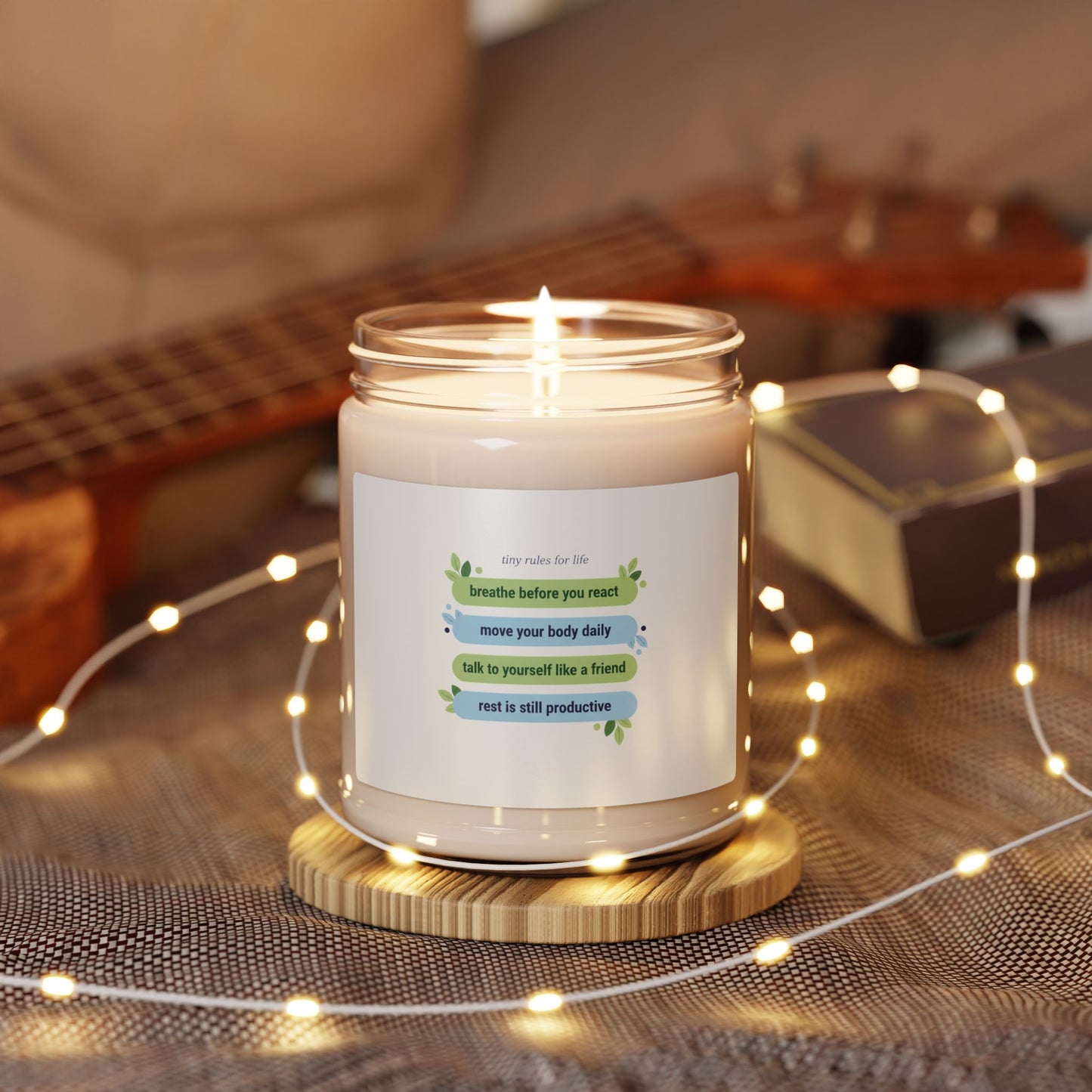 Tiny Rules for Life mantra candle | Soy Candle, minimalist self-care list