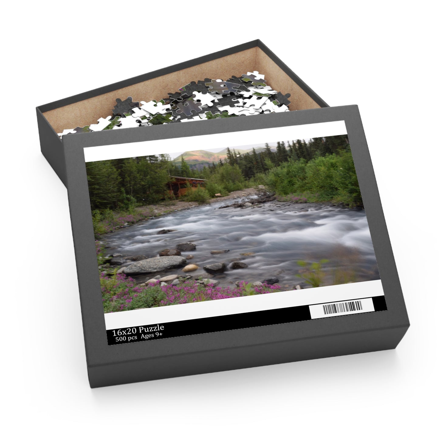 Scenic River Cabin Photo Puzzle – Nature Landscape Jigsaw (120/252/500 pcs)