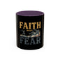 Faith Over Fear Black Coffee Mug — Inspirational Christian 11/15oz Accent Mug