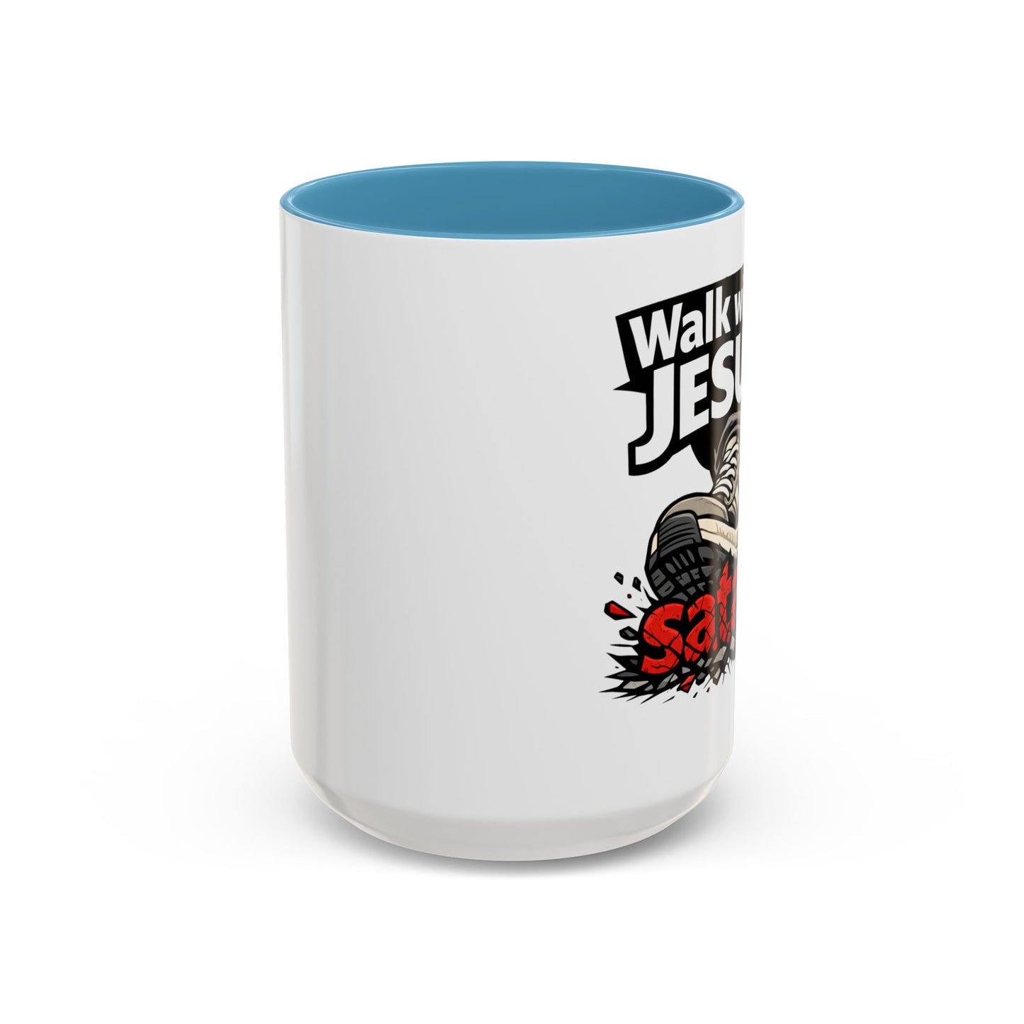 Walk with Jesus Coffee Mug — 'Walk with Jesus, Satan' Inspirational Christian Accent Mug