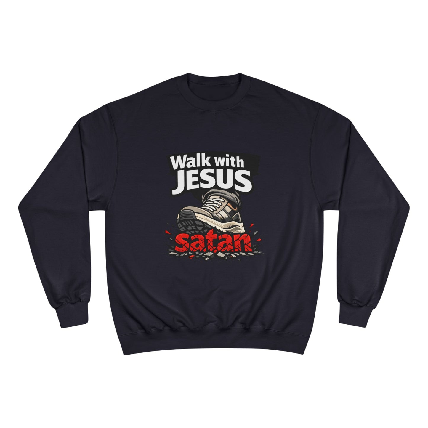 Walk with Jesus Dark Colors Graphic Crewneck (Anti-Satan Design)