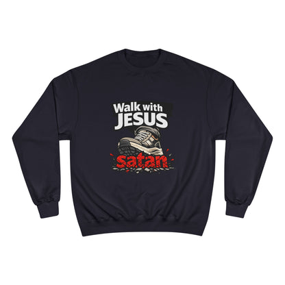 Walk with Jesus Dark Colors Graphic Crewneck (Anti-Satan Design)