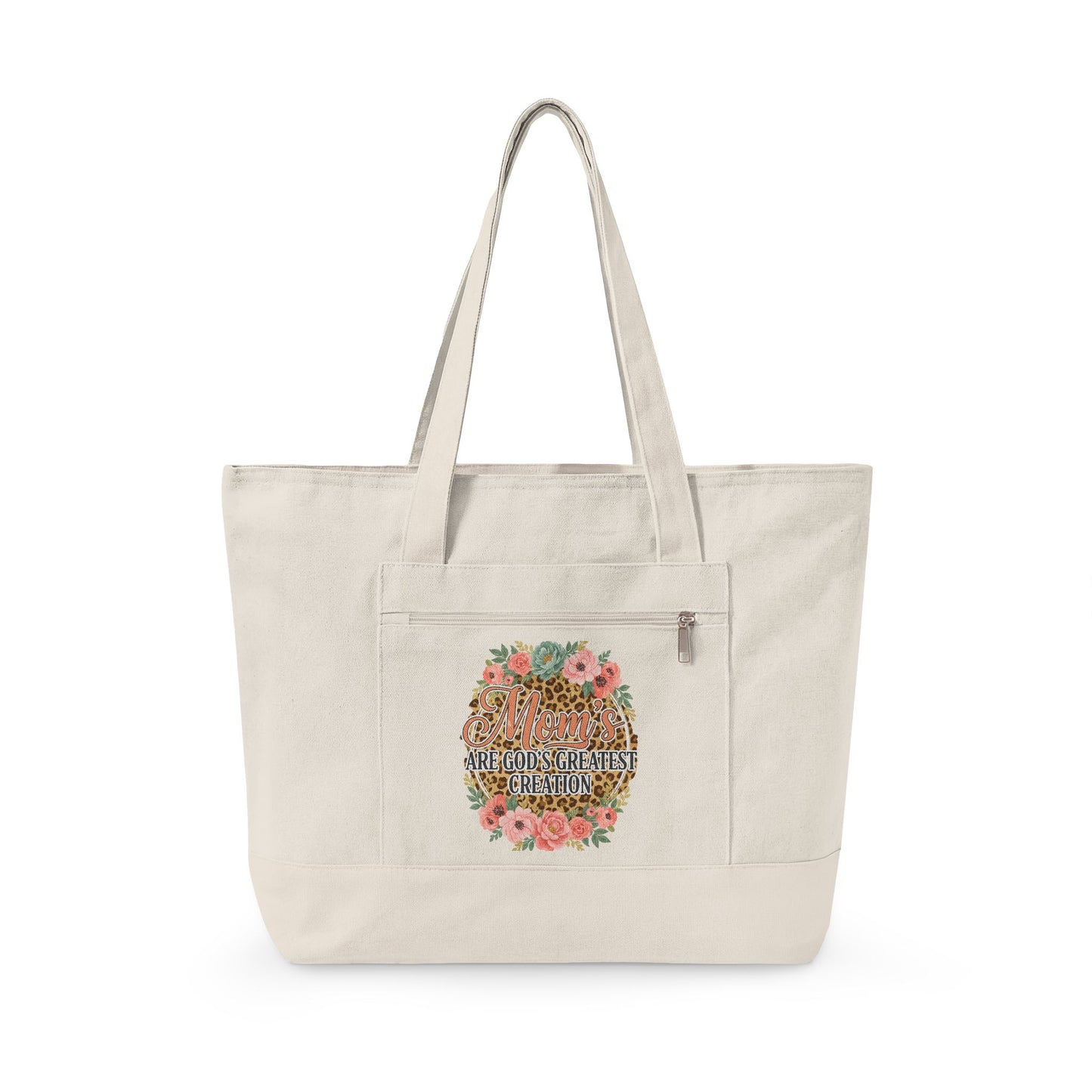 Canvas Tote Bag – “All You Need Is Love” Floral Zippered Tote