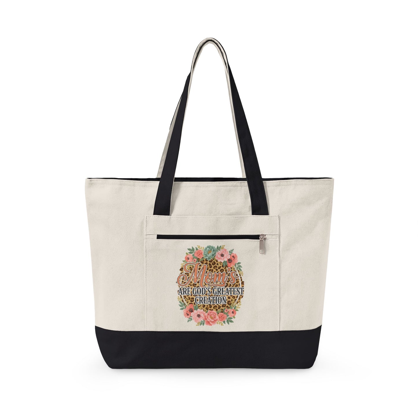 Canvas Tote Bag – “All You Need Is Love” Floral Zippered Tote