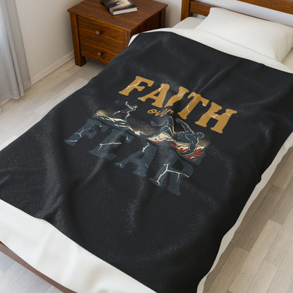 Faith Over Fear Velveteen Plush Blanket