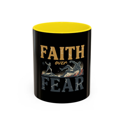 Faith Over Fear Black Coffee Mug — Inspirational Christian 11/15oz Accent Mug