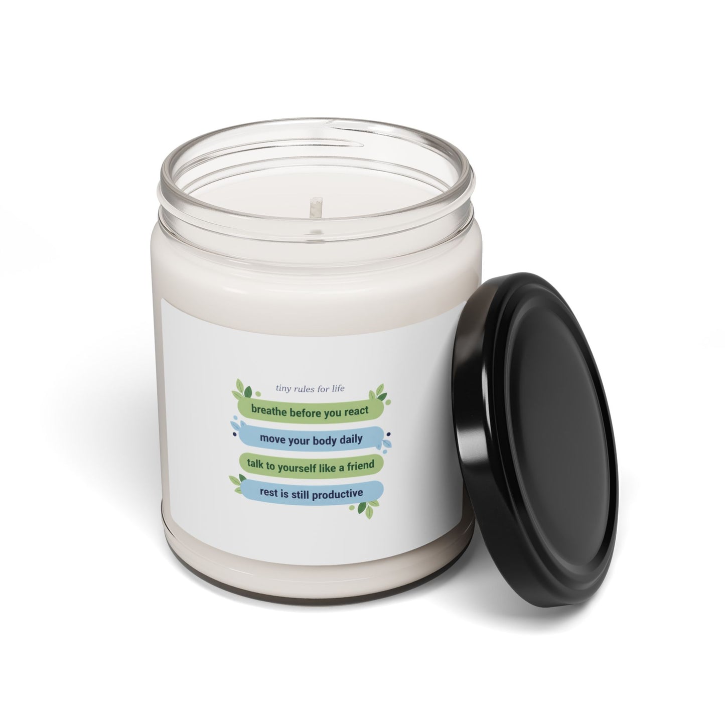 Tiny Rules for Life mantra candle | Soy Candle, minimalist self-care list