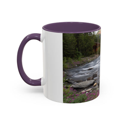 Mountain River Accent Coffee Mug — Scenic Cabin Stream Nature Gift