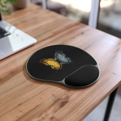 Butterfly Glow Mouse Pad with Ergonomic Wrist Rest