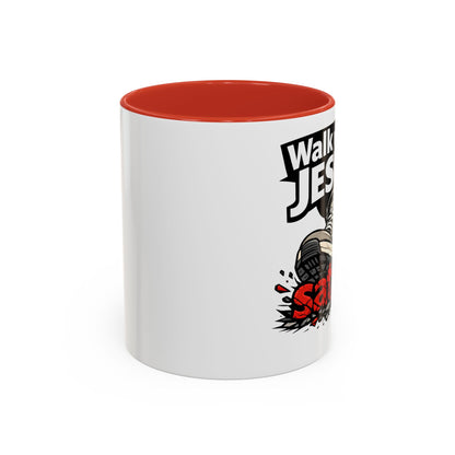 Walk with Jesus Coffee Mug — 'Walk with Jesus, Satan' Inspirational Christian Accent Mug