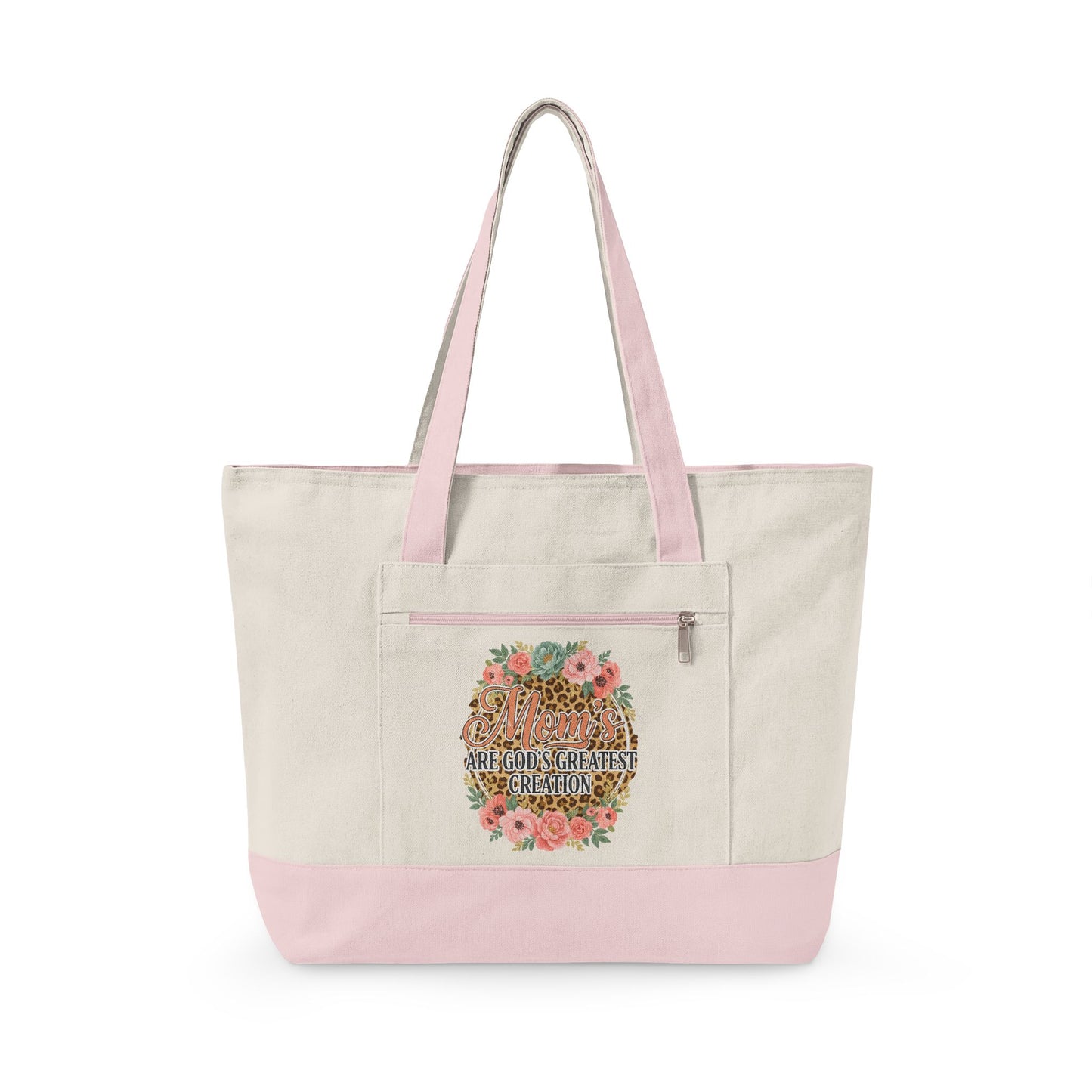 Canvas Tote Bag – “All You Need Is Love” Floral Zippered Tote