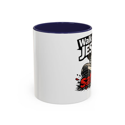 Walk with Jesus Coffee Mug — 'Walk with Jesus, Satan' Inspirational Christian Accent Mug