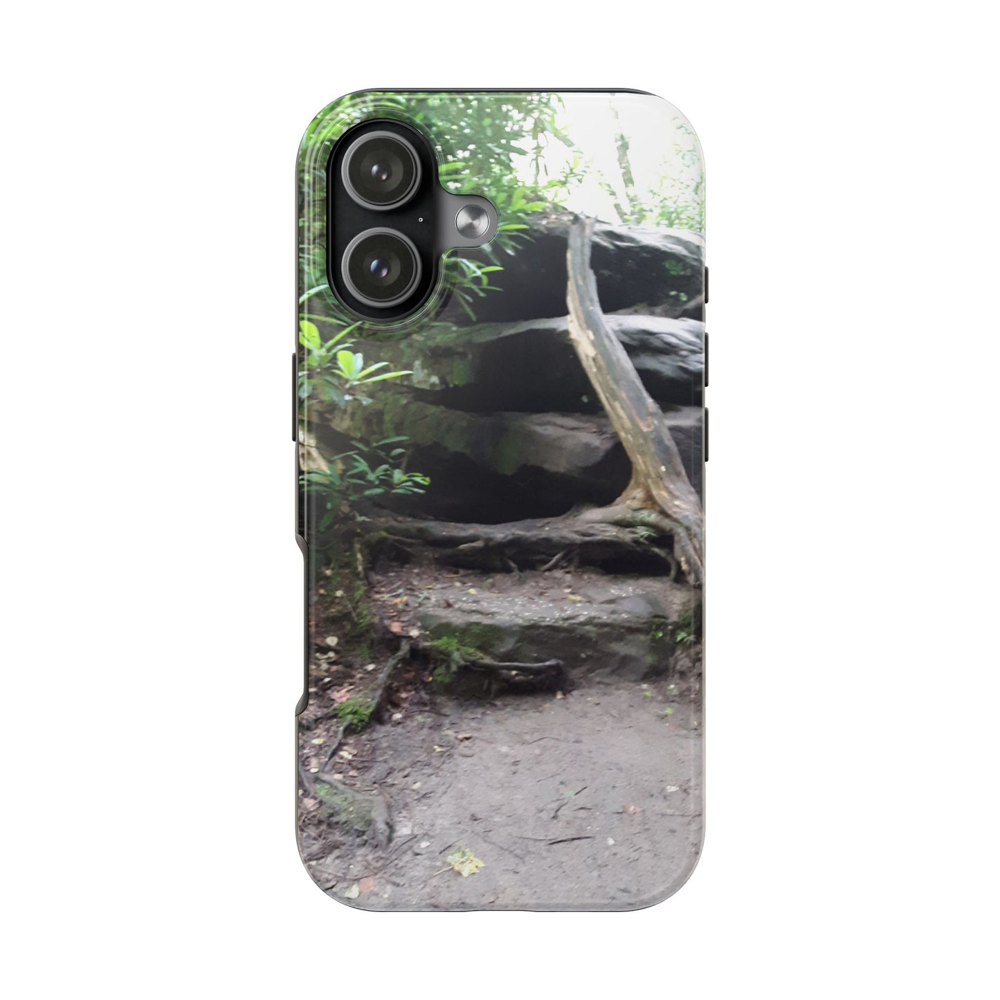 Forest Trail Tough Phone Case — Rugged Nature Phone Cover with Rock Steps Design