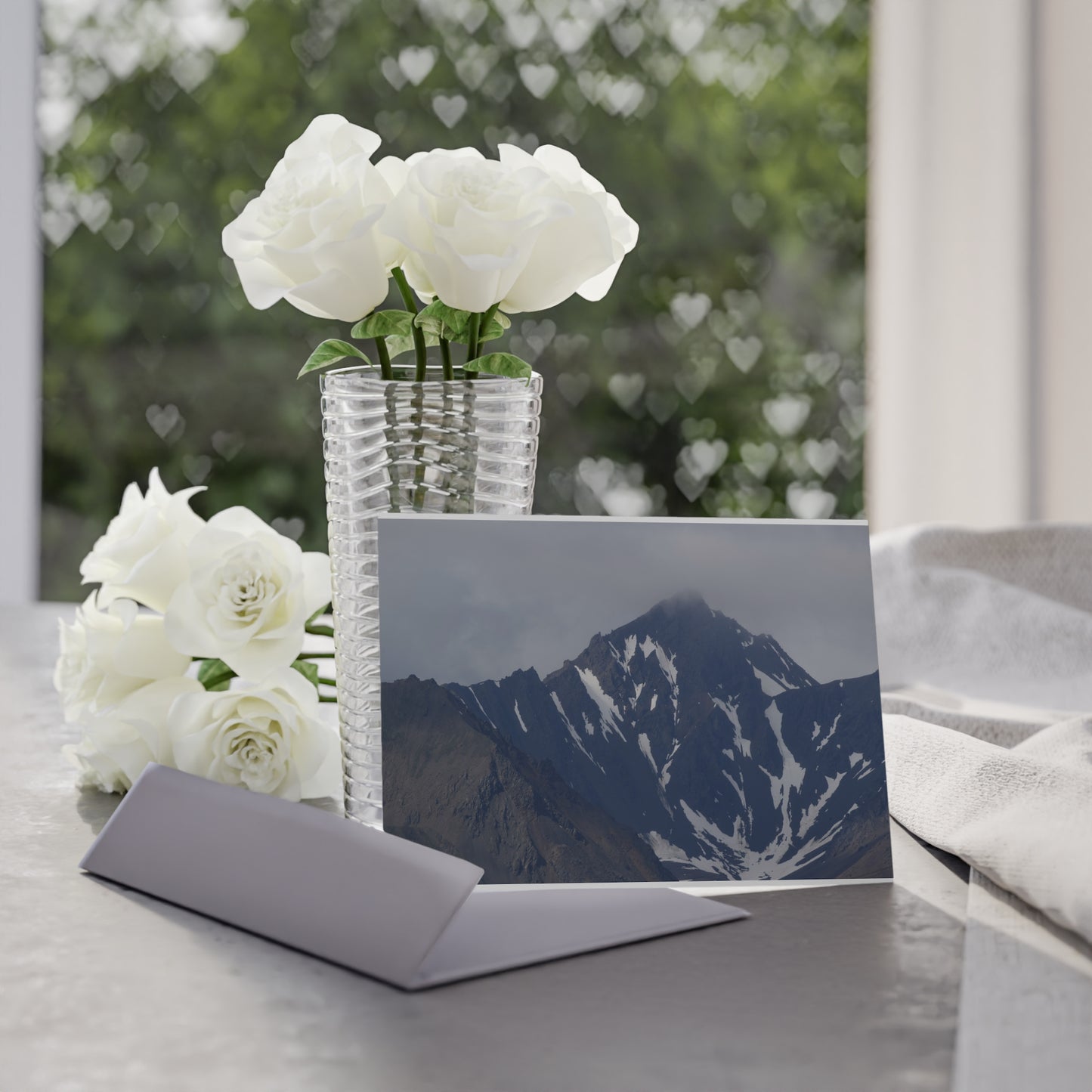 Mountain Scape Holiday Card — Snow-Capped Peak One-Sided Greeting Card