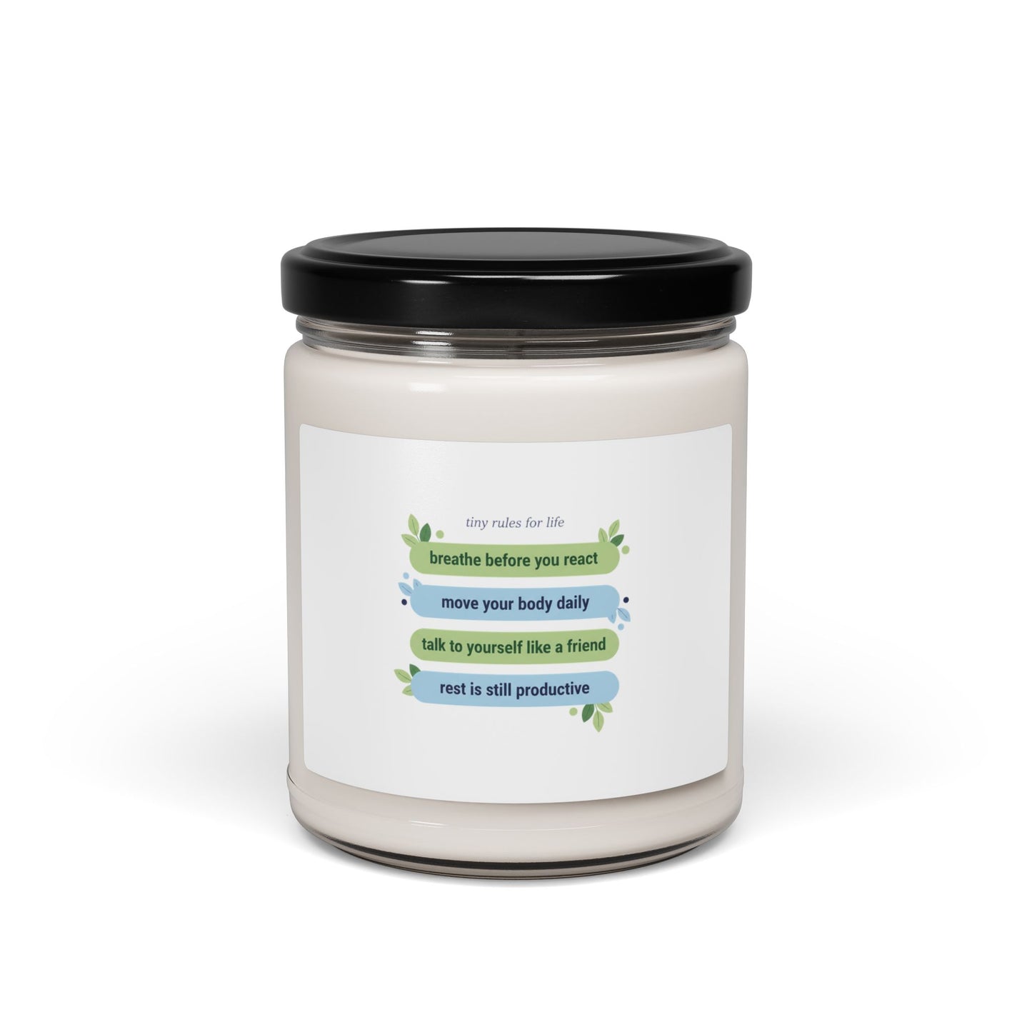 Tiny Rules for Life mantra candle | Soy Candle, minimalist self-care list