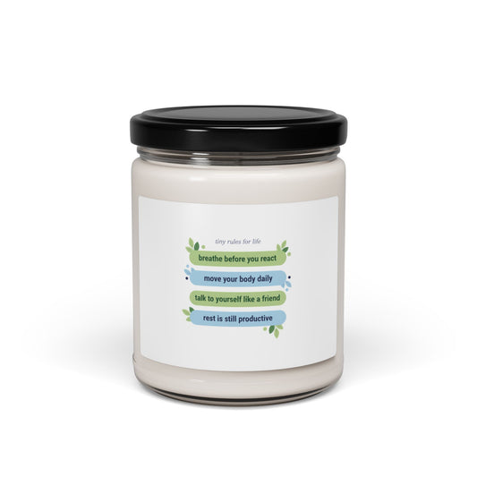 Tiny Rules for Life mantra candle | Soy Candle, minimalist self-care list
